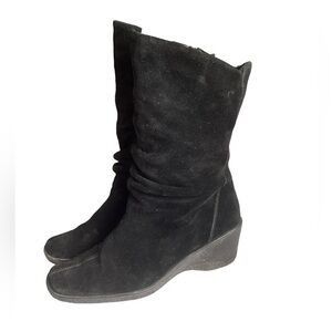 Bass Black Suede Wedge Slouch Boot 7.5 8 8.5